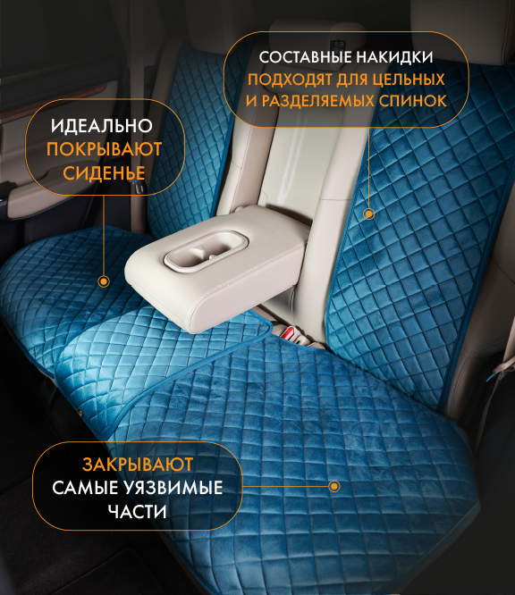 Накидки широкие полный комплект из алькантары темно-синие